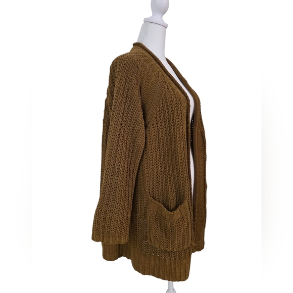 Billabong Oversized Open Weave Cardigan Sweater With 2 Front Pockets Size Small - Picture 2 of 5